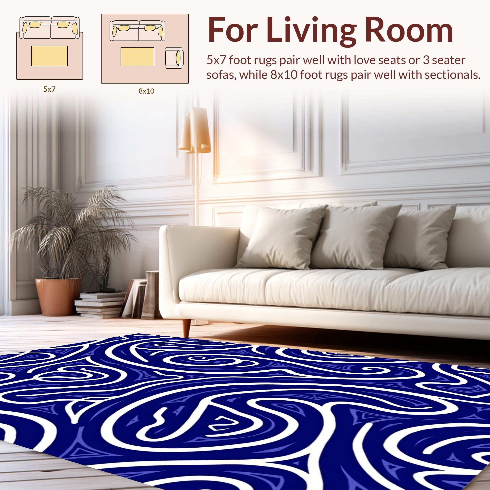 Abstract Swirl Pattern With Triangles Rug