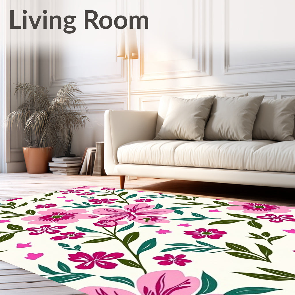 Pink Floral Pattern Rug