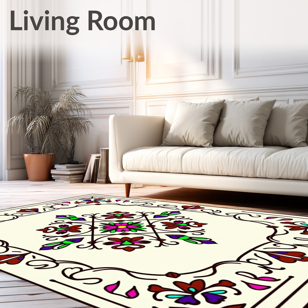 Ornate Floral Medallion Pattern Rug