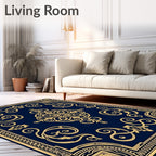 Opulent Gold Arabesque Navy Rug