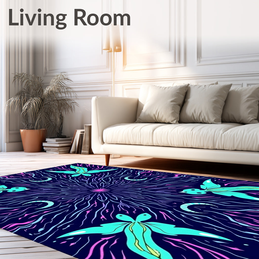 Cosmic Teal And Pink Celestial Pattern Rug