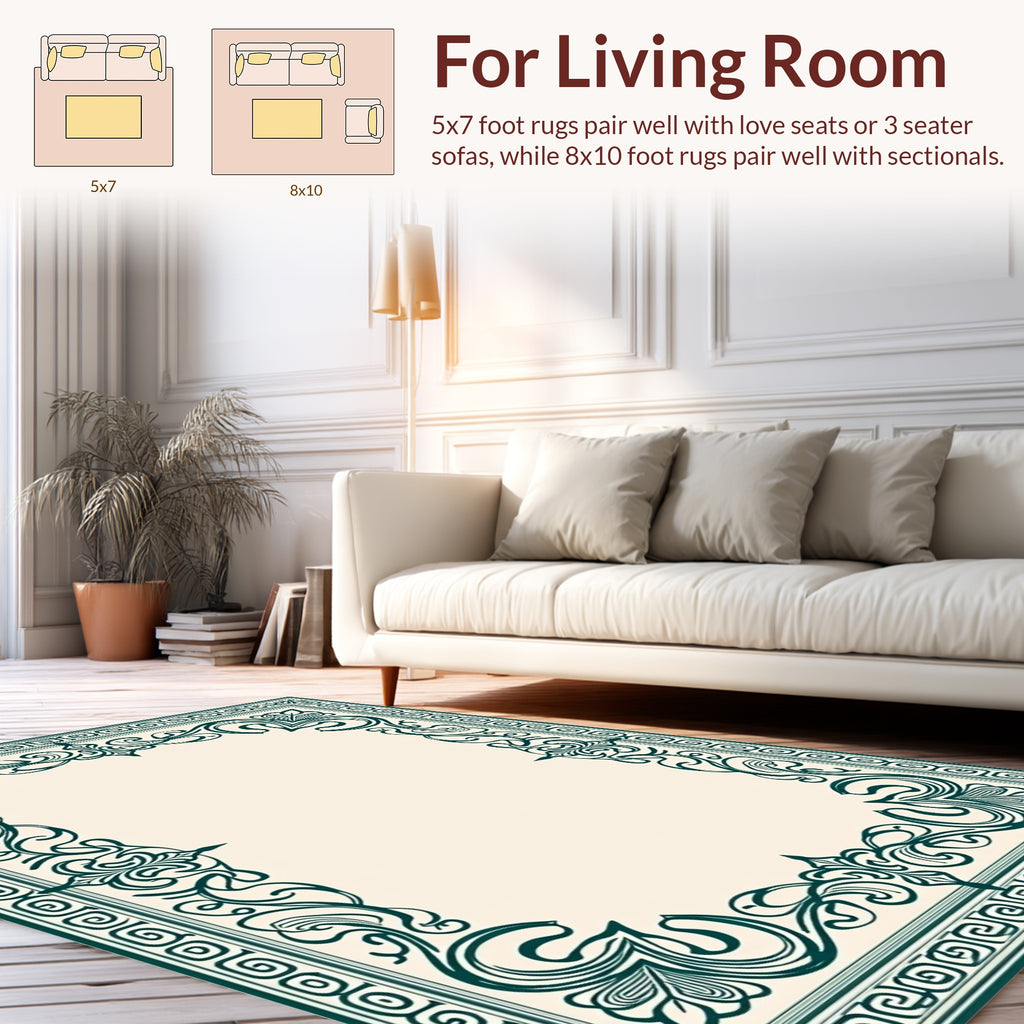 Elegant Flourish Border Design Rug