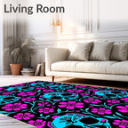 Bold Skull Floral Pattern Design Rug