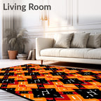 Bold Geometric Orange Black Red Pattern Rug