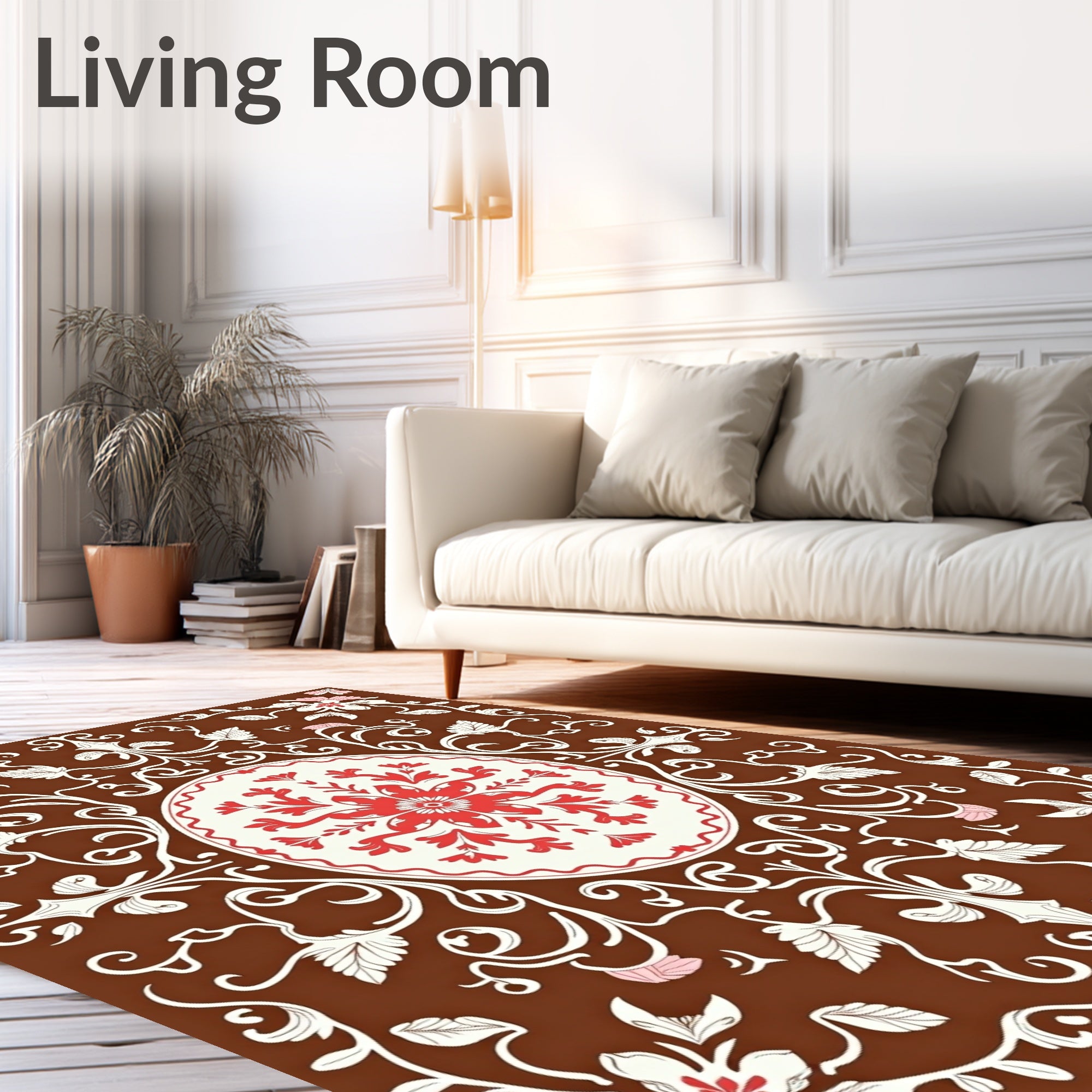 Vine And Floral Medallion Pattern Rug