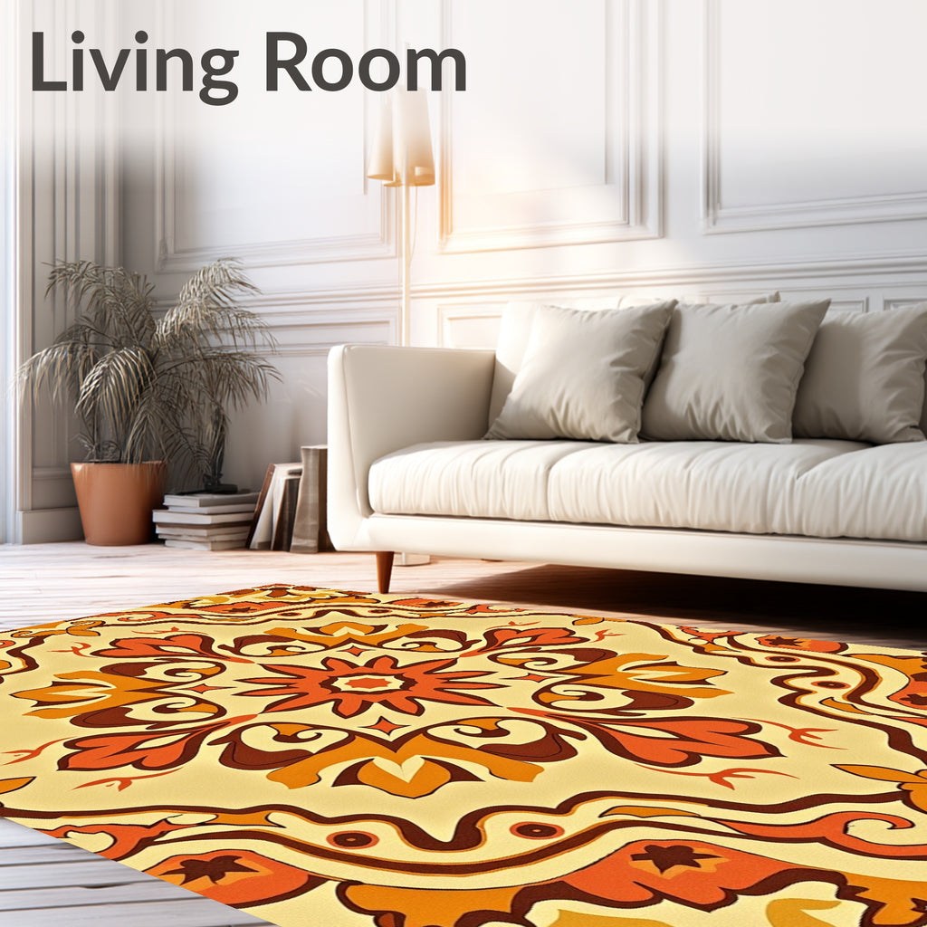 Warm Earthy Tones Floral Pattern Rug