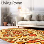 Warm Earthy Tones Floral Pattern Rug