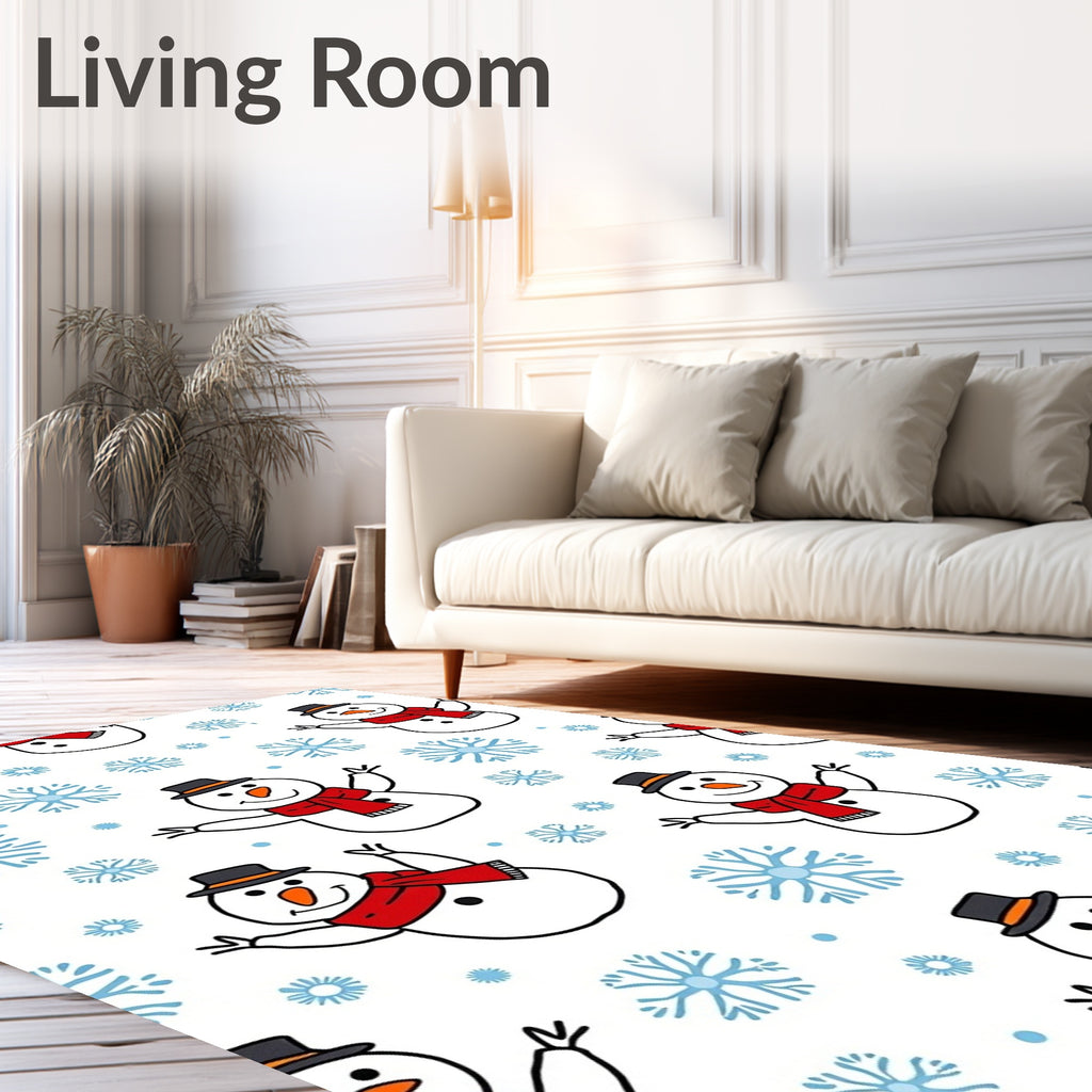 Happy Snowman Snowflake Pattern Rug