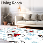 Happy Snowman Snowflake Pattern Rug