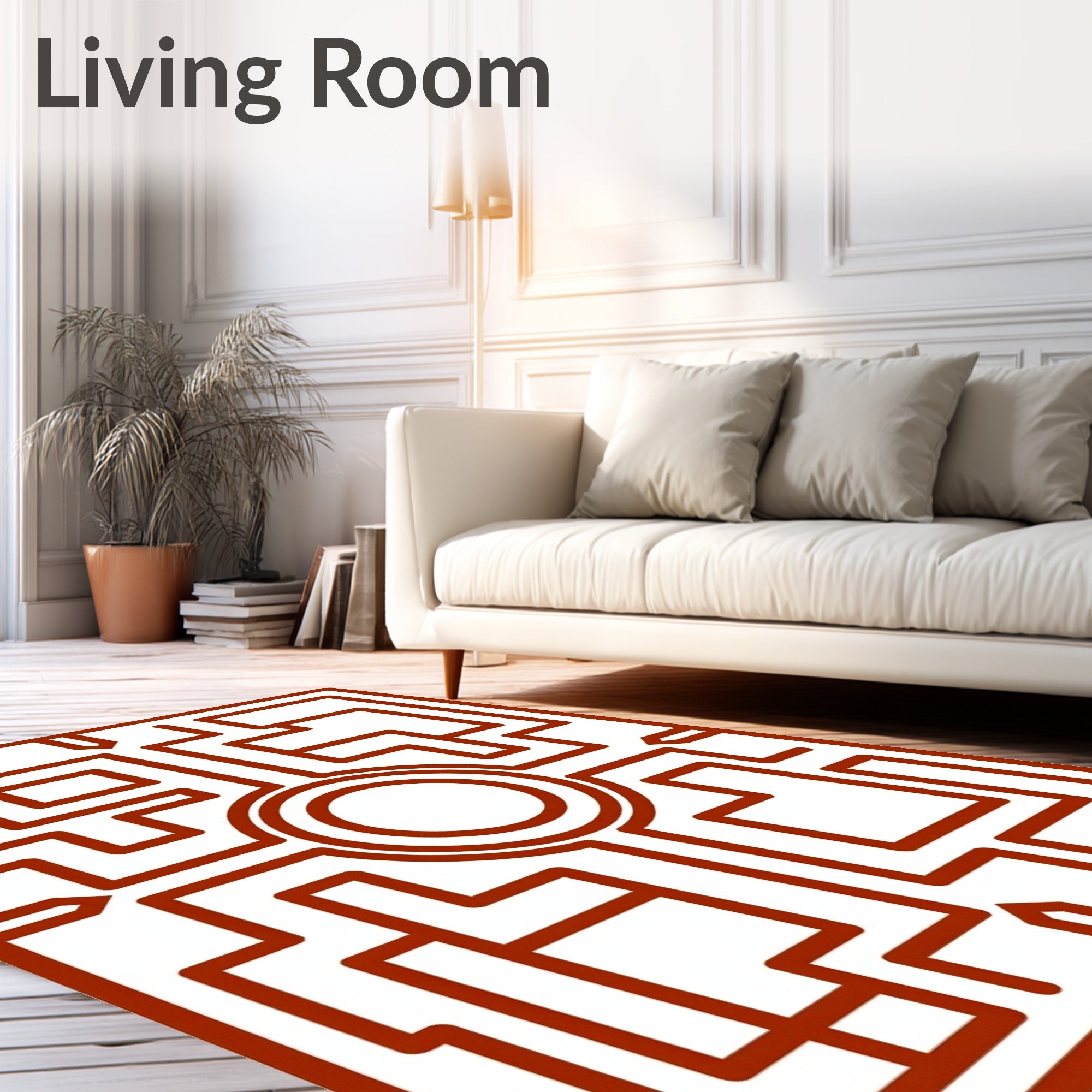 Intricate Labyrinth Square Maze Design Rug
