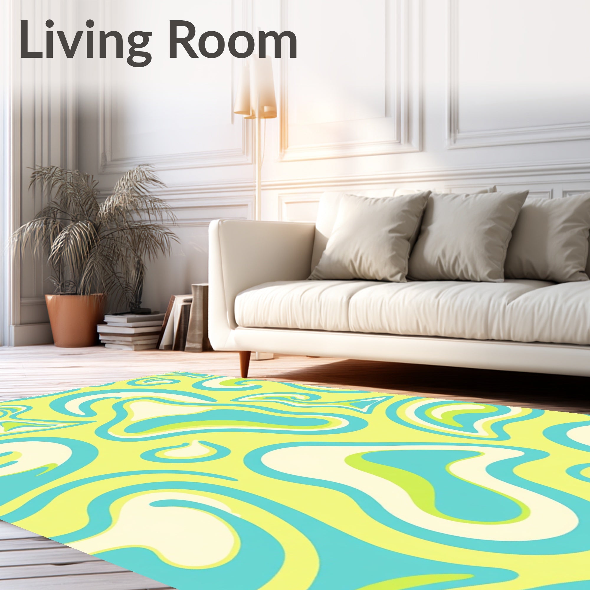Retro Swirls Waves Abstract Pattern Rug