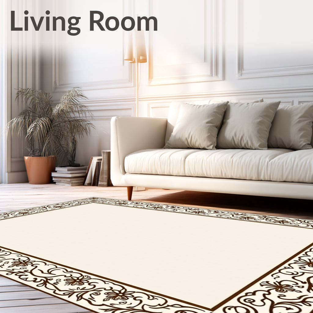 Ornate Floral Vine Classic Border Rug