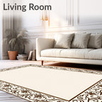 Ornate Floral Vine Classic Border Rug