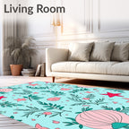 Playful Sea Life Fern Pattern Rug