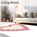 Pink Rose Heart Border Design Rug
