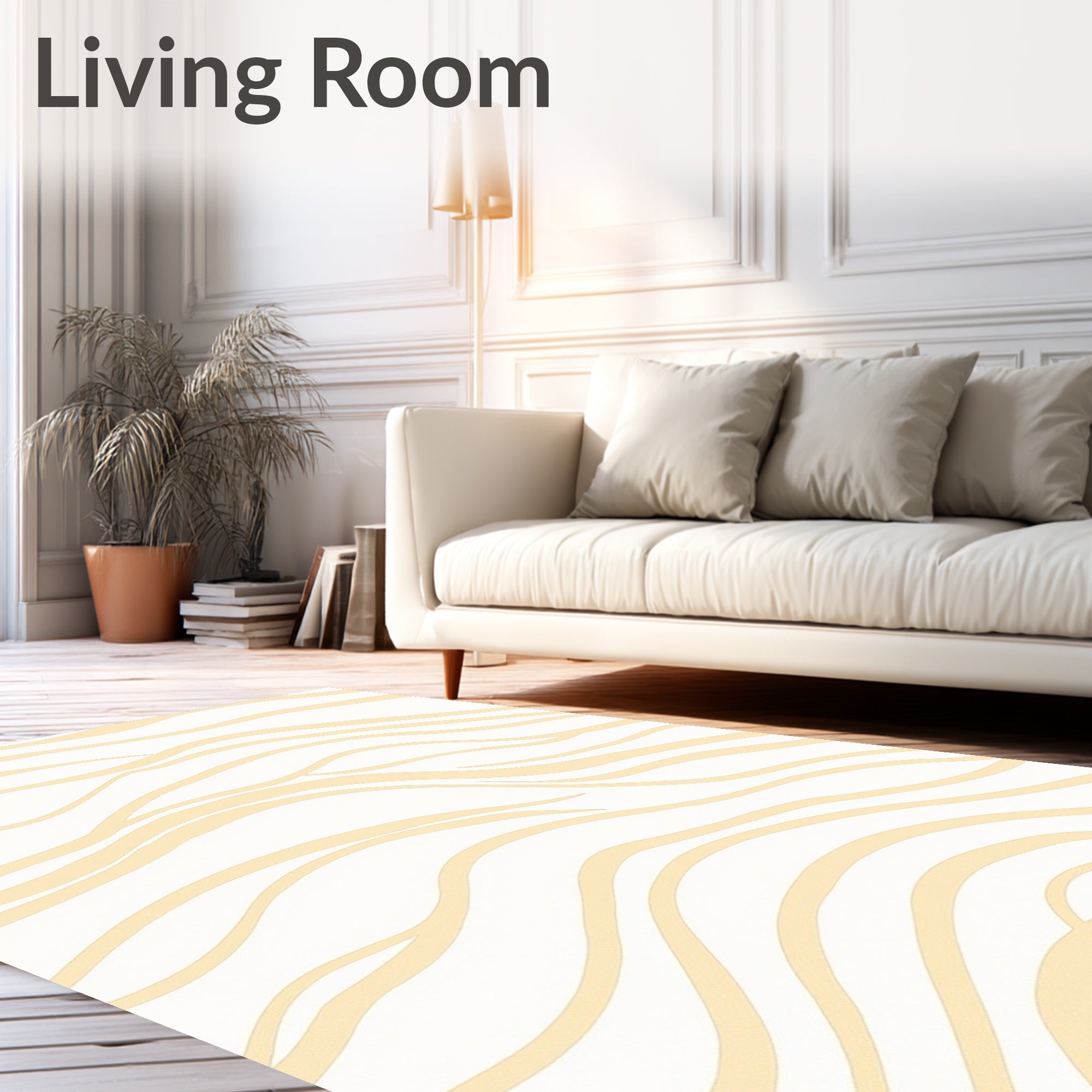 Gentle Cream Wavy Abstract Pattern Rug