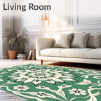 Green Floral Medallion Pattern Rug
