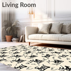 Abstract Sculptural Black White Pattern Rug