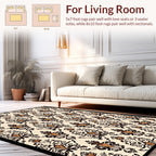 Classic Black Brown Damask Pattern Rug
