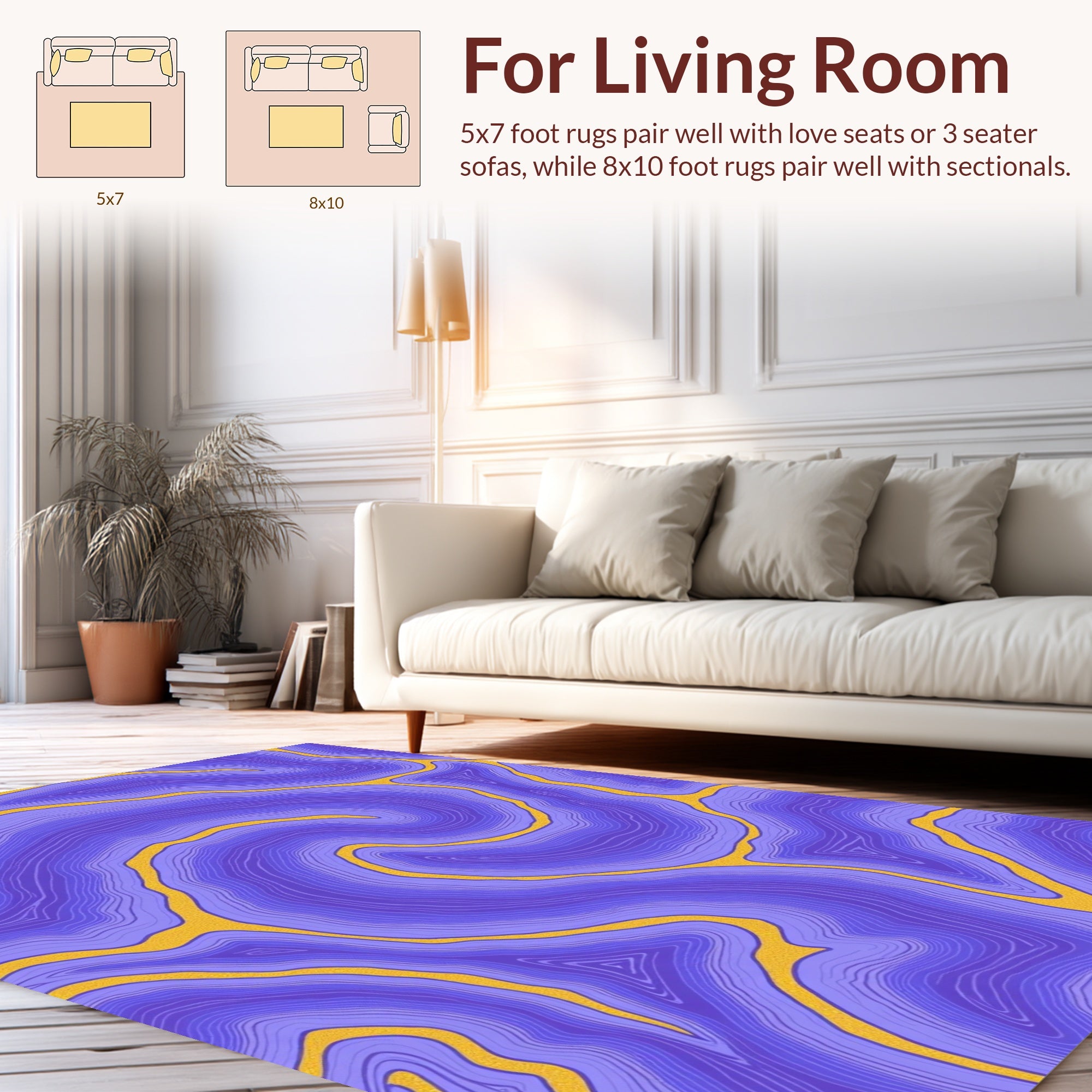 Purple And Gold Agate Pattern Rug