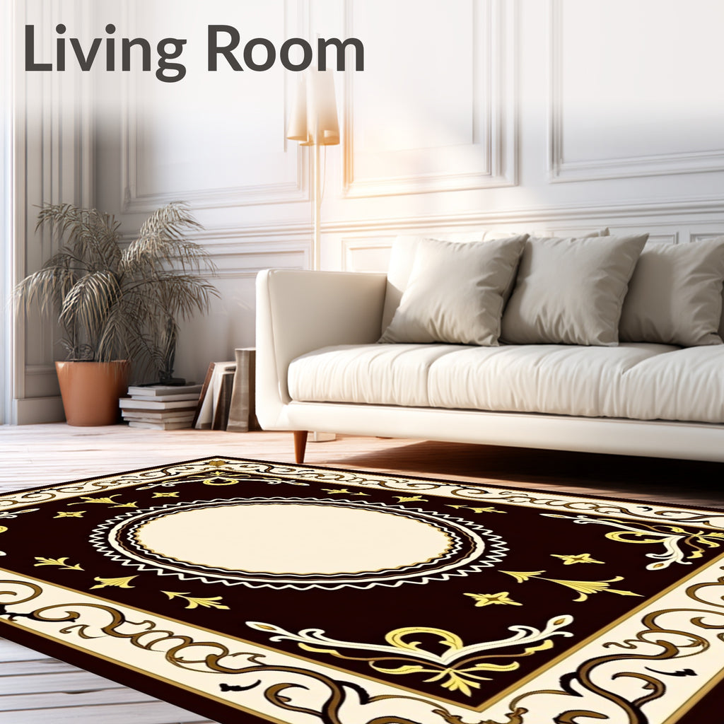 Ornate Gold Cream Antique Style Rug