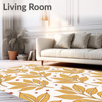 Golden Leaf Star Pattern Design Rug