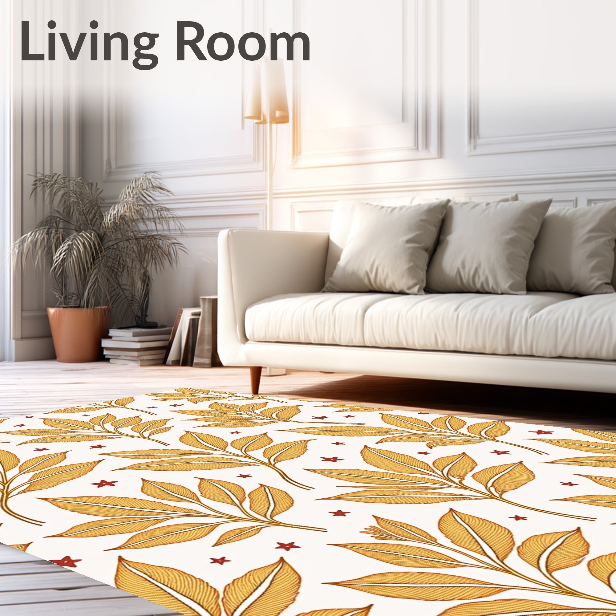 Golden Leaf Star Pattern Design Rug