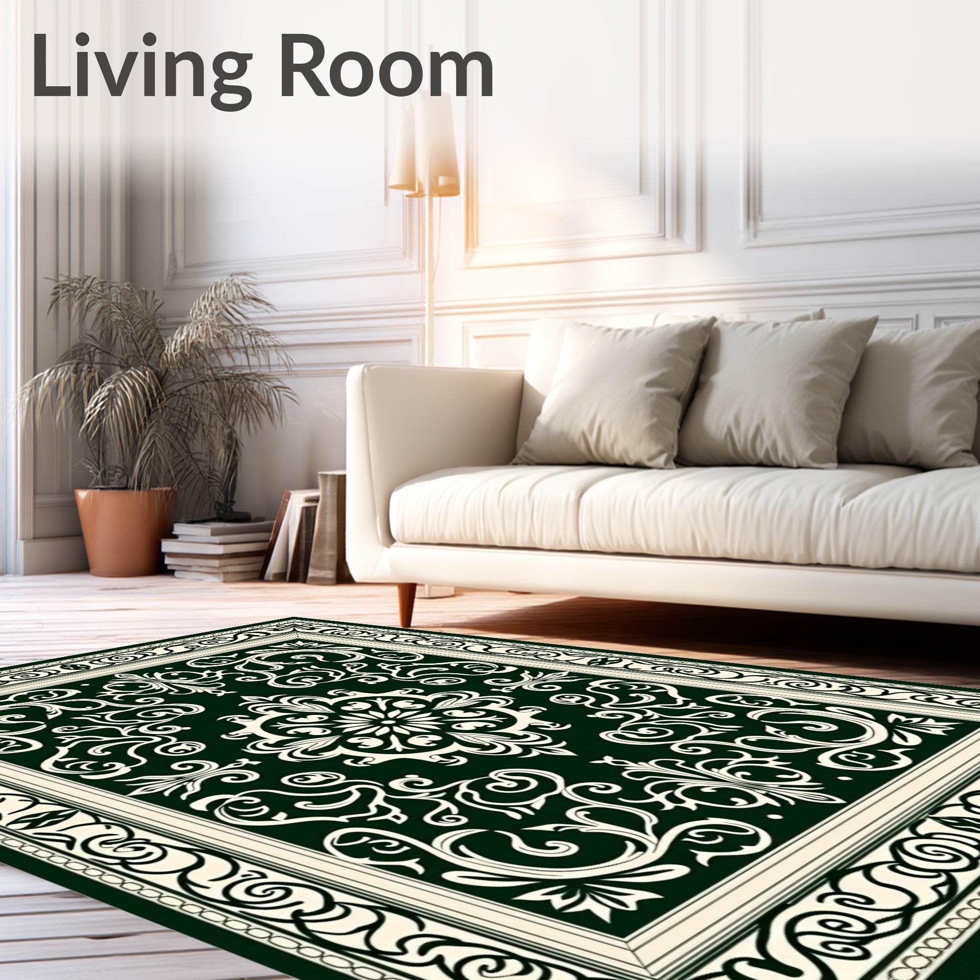 Elegant Traditional Floral Scroll Pattern Rug