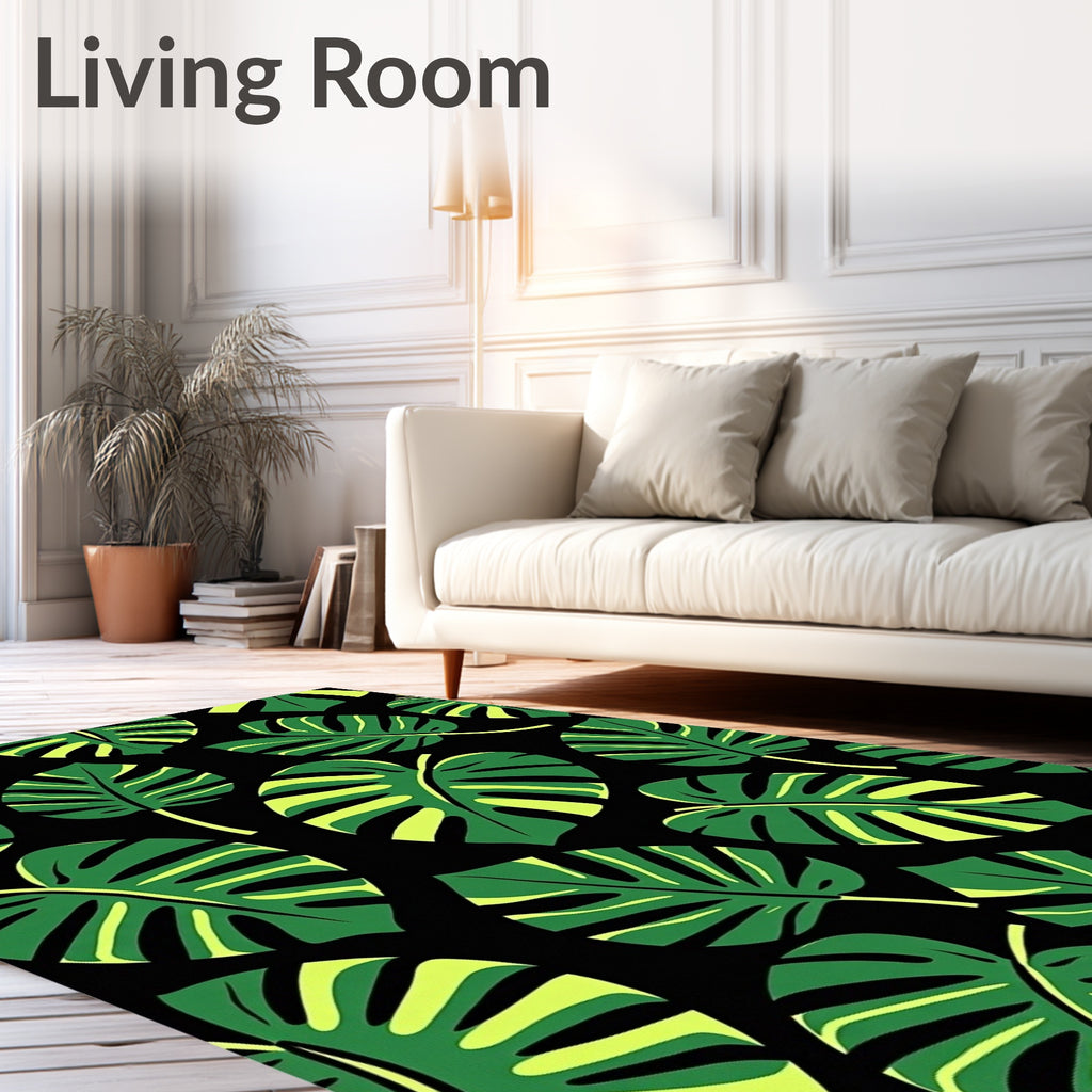 Lush Green Tropical Foliage Rug