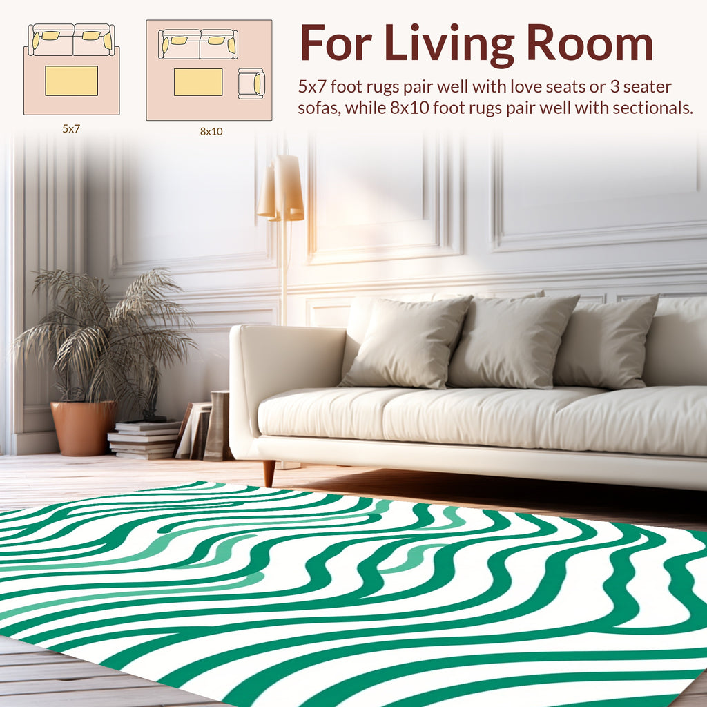 Teal Wave Pattern Rug