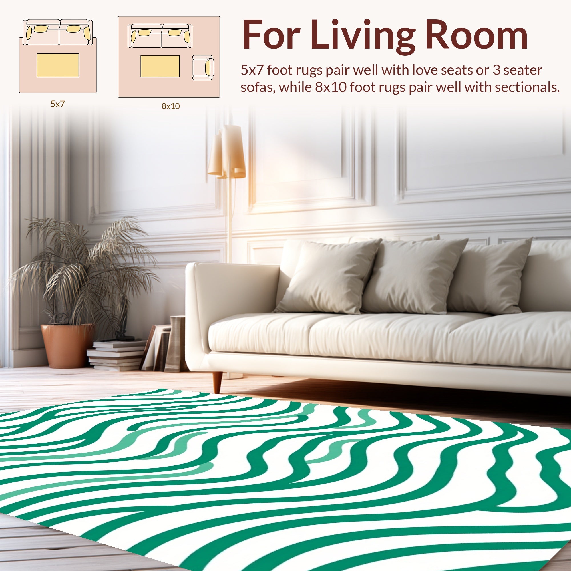 Teal Wave Pattern Rug