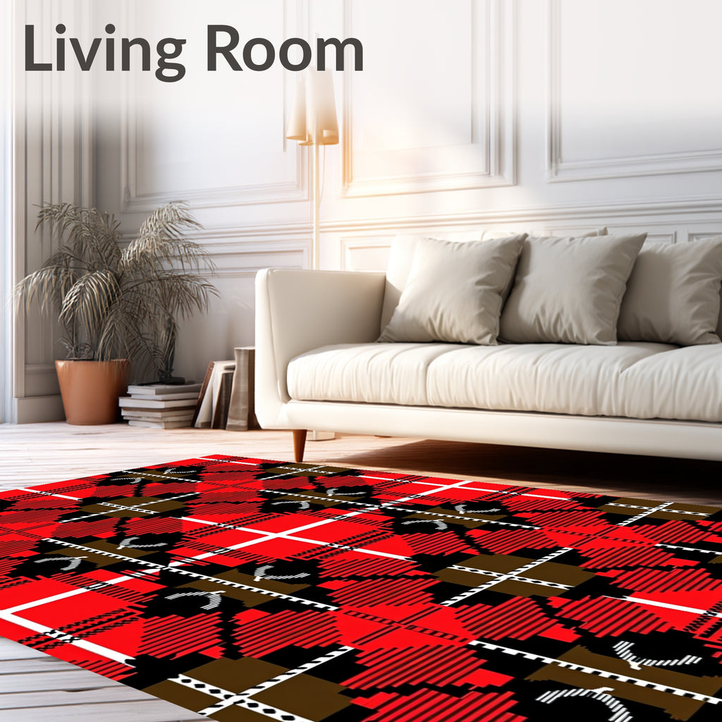 Bold Red Checkered Diamond Pattern Rug