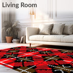 Bold Red Checkered Diamond Pattern Rug