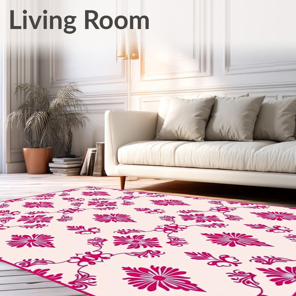 Bold Magenta Floral Scrollwork Rug