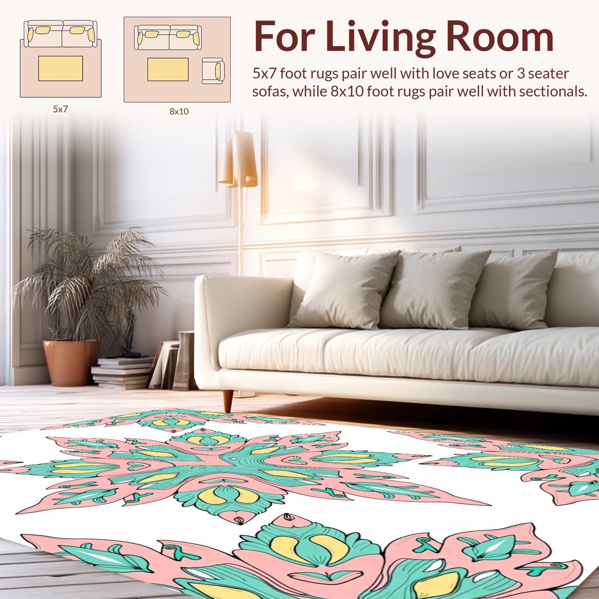 Pastel Floral Medallion Design Rug