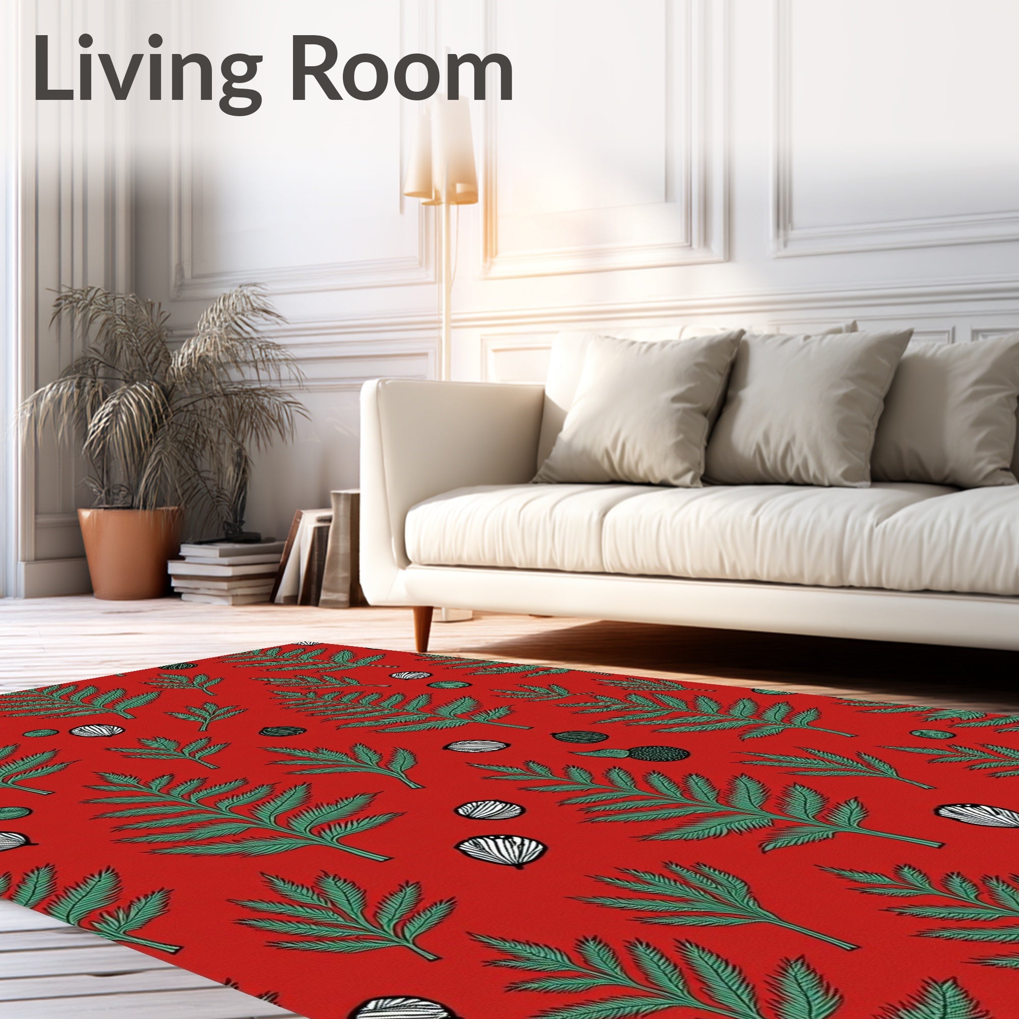 Festive Leaf Berry Pattern Rug