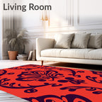 Bold Damask Floral Pattern Rug