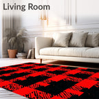 Bold Red Black Buffalo Check Design Rug