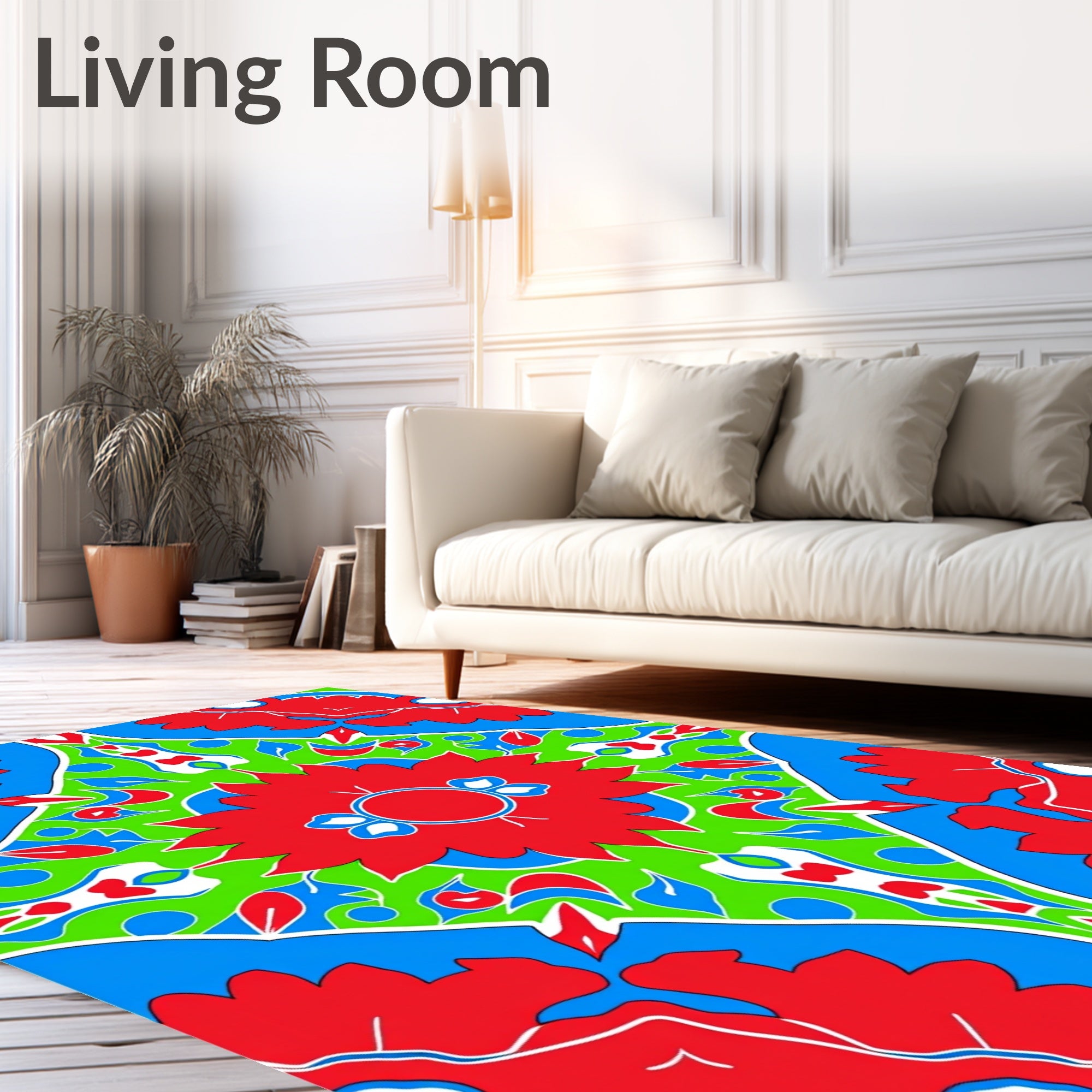 Bold Geometric Floral Tile Design Rug