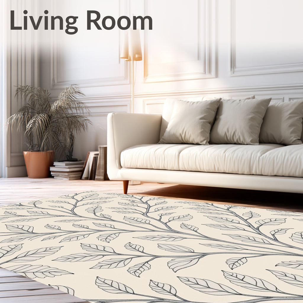 Elegant Botanical Branch Pattern Design Rug