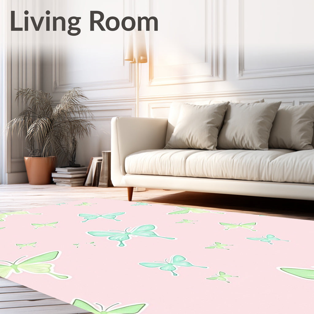 Pastel Butterfly Pattern Decorative Rug
