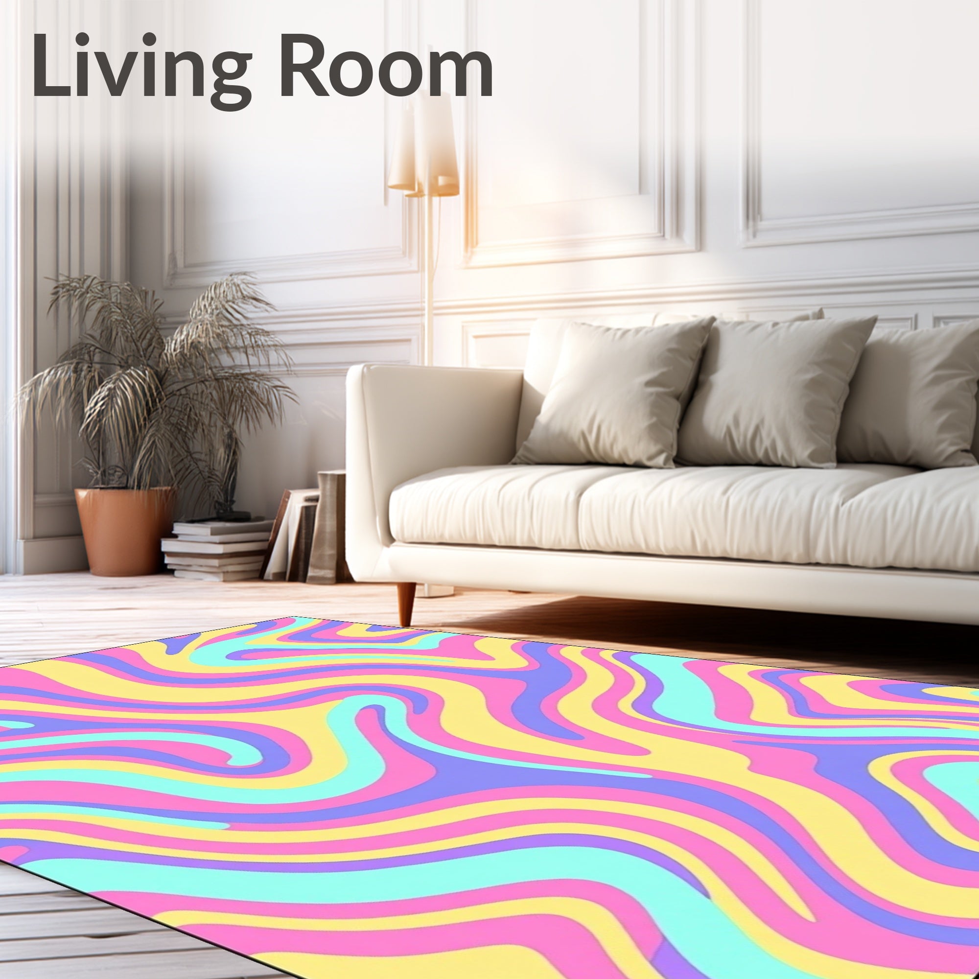 Pastel Swirl Patterned Abstract Rug