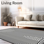 Abstract Black White Geometric Maze Rug