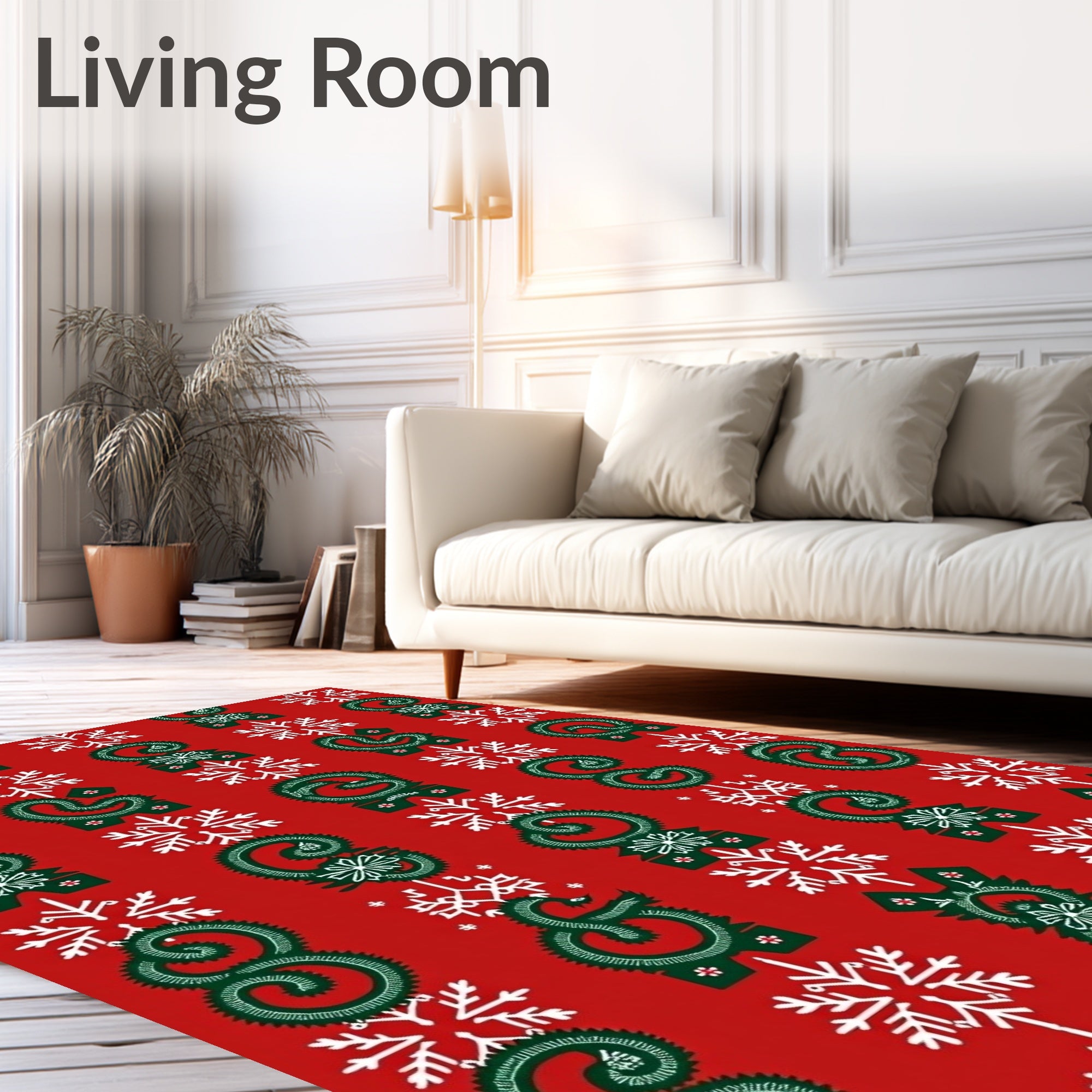 Festive Snowflake Dragon Pattern Rug