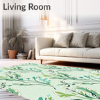 Botanical Stem Leaf Pattern Rug