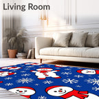 Cute Snowman Snowflake Pattern Design Rug