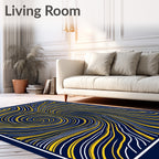 Swirling Blue Yellow White Abstract Pattern Rug