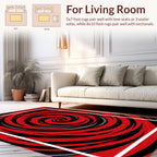 Bold Red Black Swirl Pattern Rug