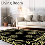 Golden Floral Sunburst Vintage Style Rug