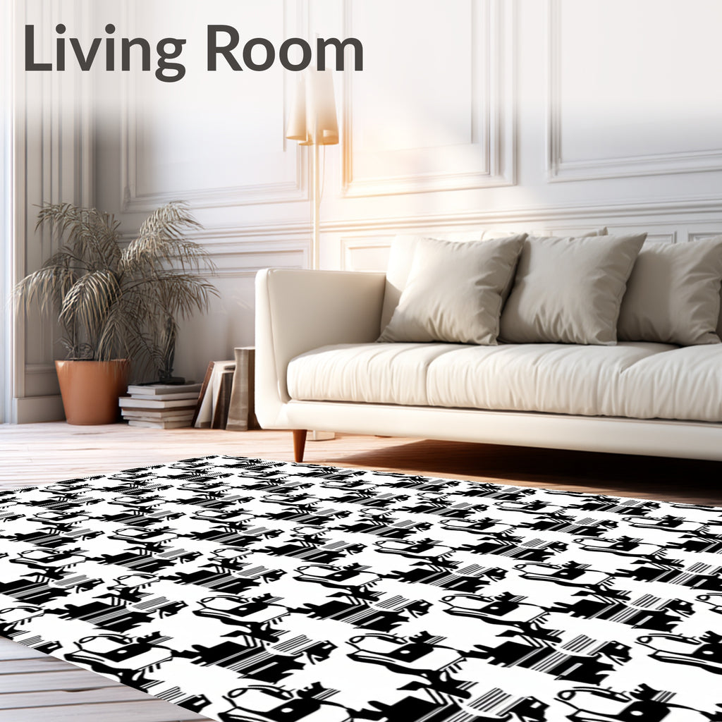 Abstract Geometric Houndstooth Pattern Rug